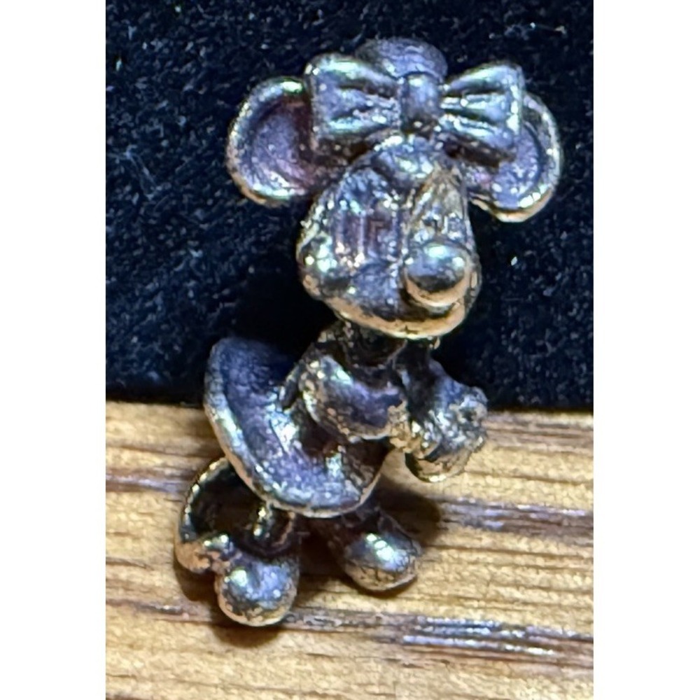 Vintage Disney Minnie Mouse 925 Sterling Silver Charm Cute Clasped Hands on Side